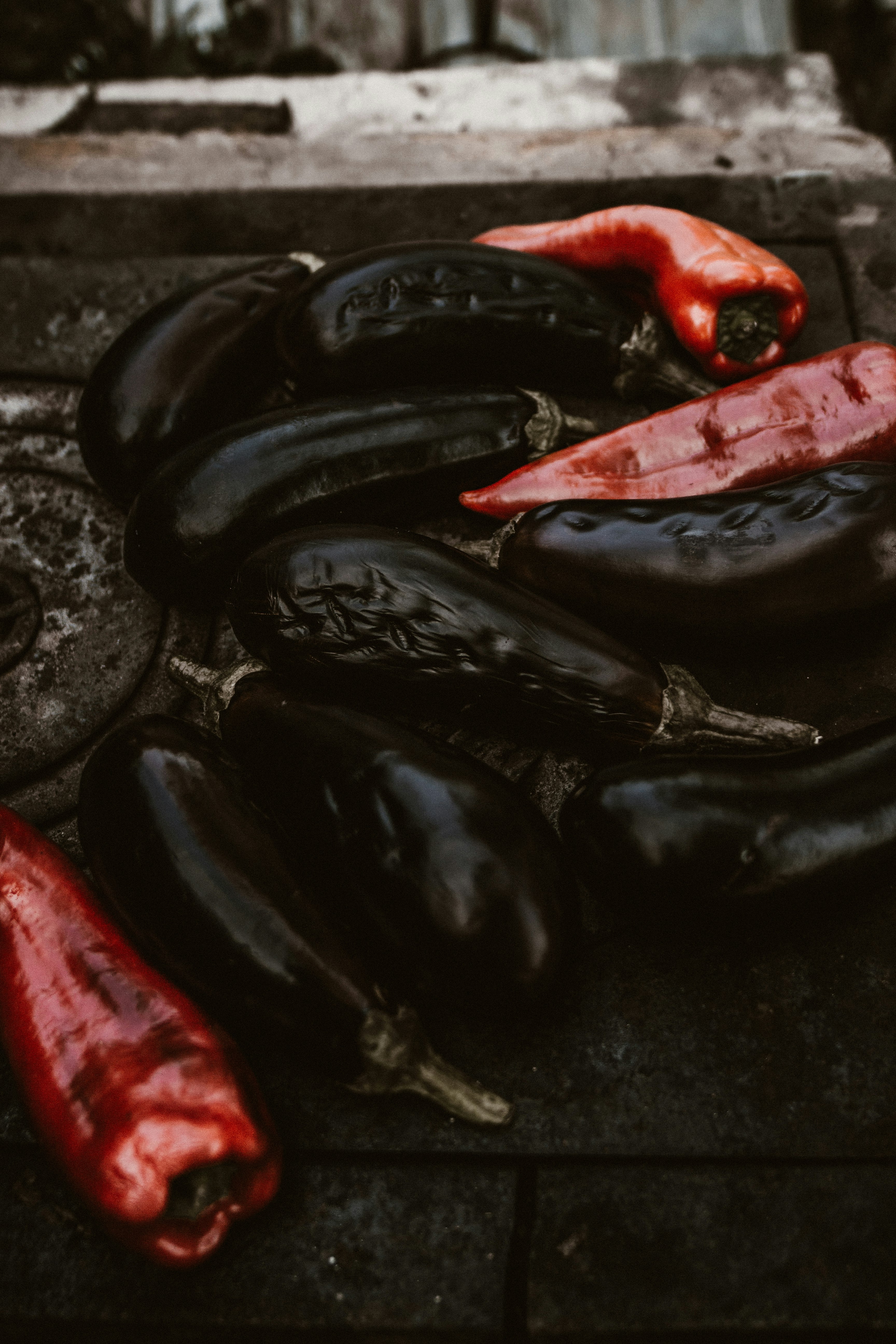 red and black bell peppers